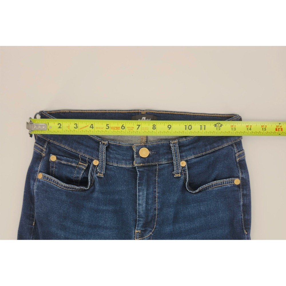 7 For All Mankind Dojo Flare Jeans Dark Wash Blue Denim Size 28 x 29 - Picture 6 of 9